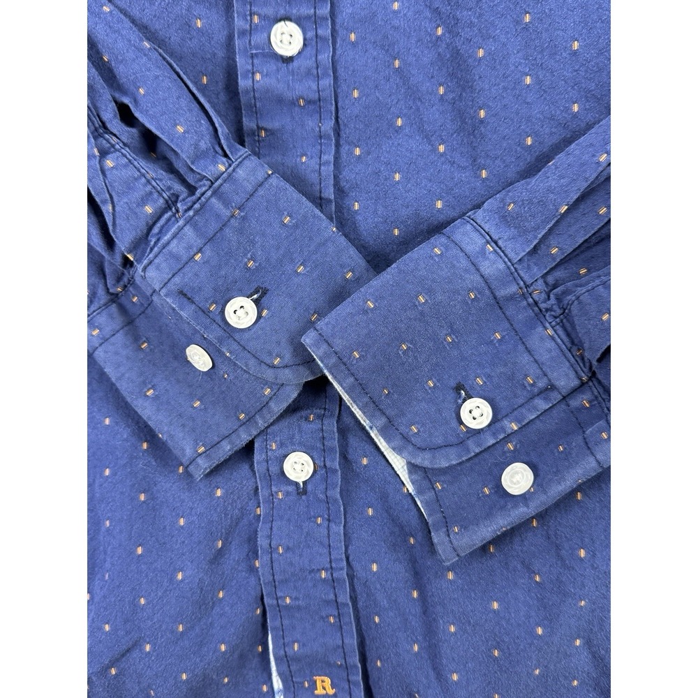 Resistol Men's Blue Button Up Shirt Orange Dot Print Western Casual Size Large - Picture 9 of 13